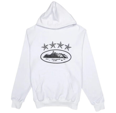 Sweat à capuche Corteiz 4Starz Alcatraz blanc1