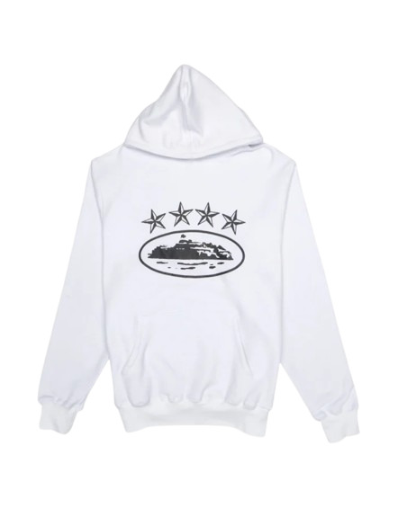 Sweat à capuche Corteiz 4Starz Alcatraz blanc1